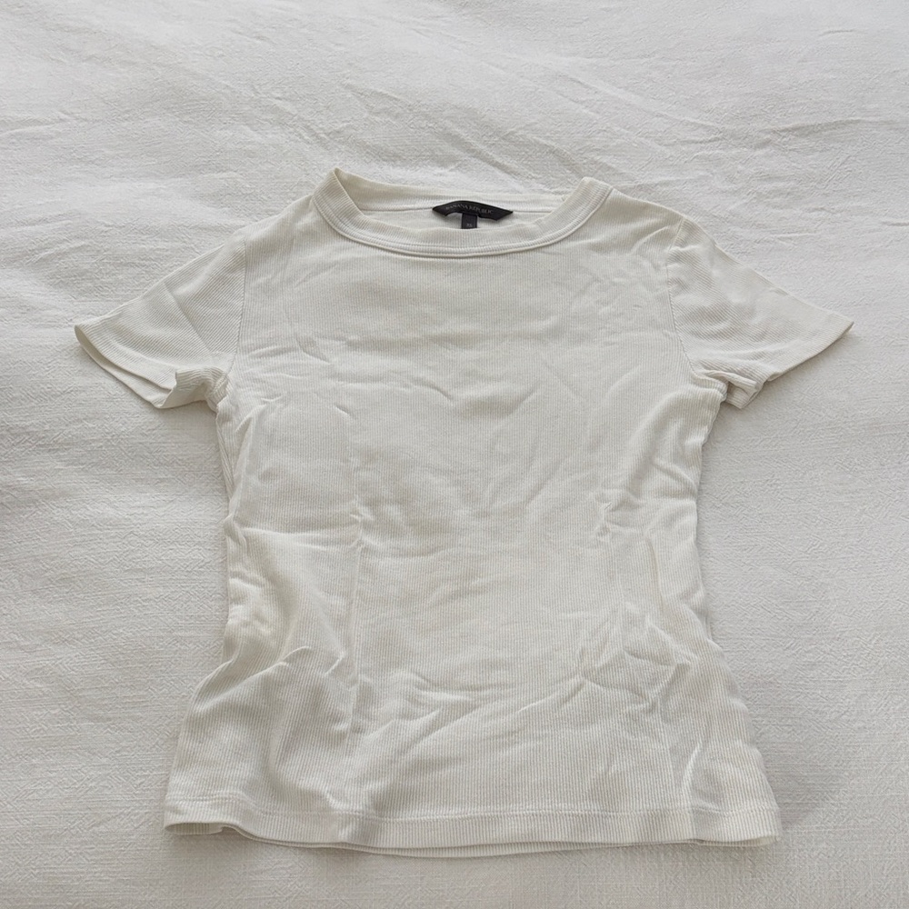 Banana Republic Factory White Short-Sleeve Crewneck Tee